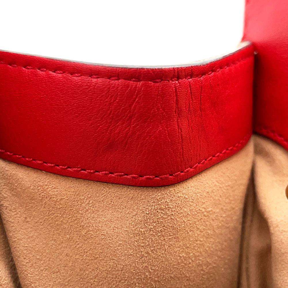 GUCCI GG Apple ChainShoulder Bag Beige/Red 498156 GG SupremeCanvas Leather