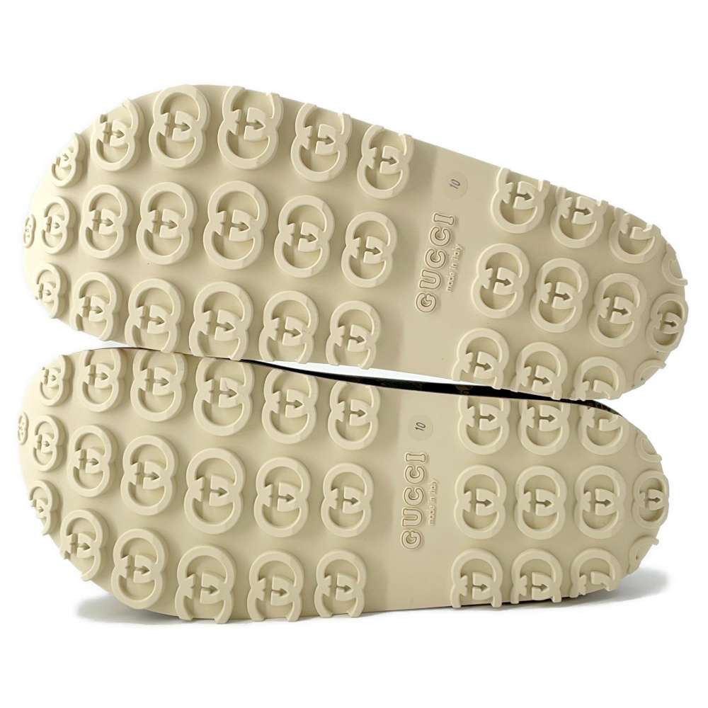 GUCCI Animal Print Sandals Beige/Multicolor 737518 Rubber Size 10