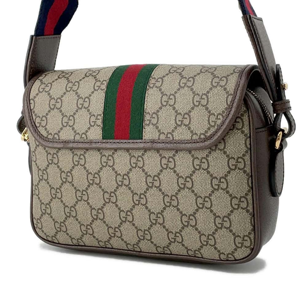 GUCCI Ophidia GG Shoulder Bag Beige/Brown 722117 PVC Leather Size Small