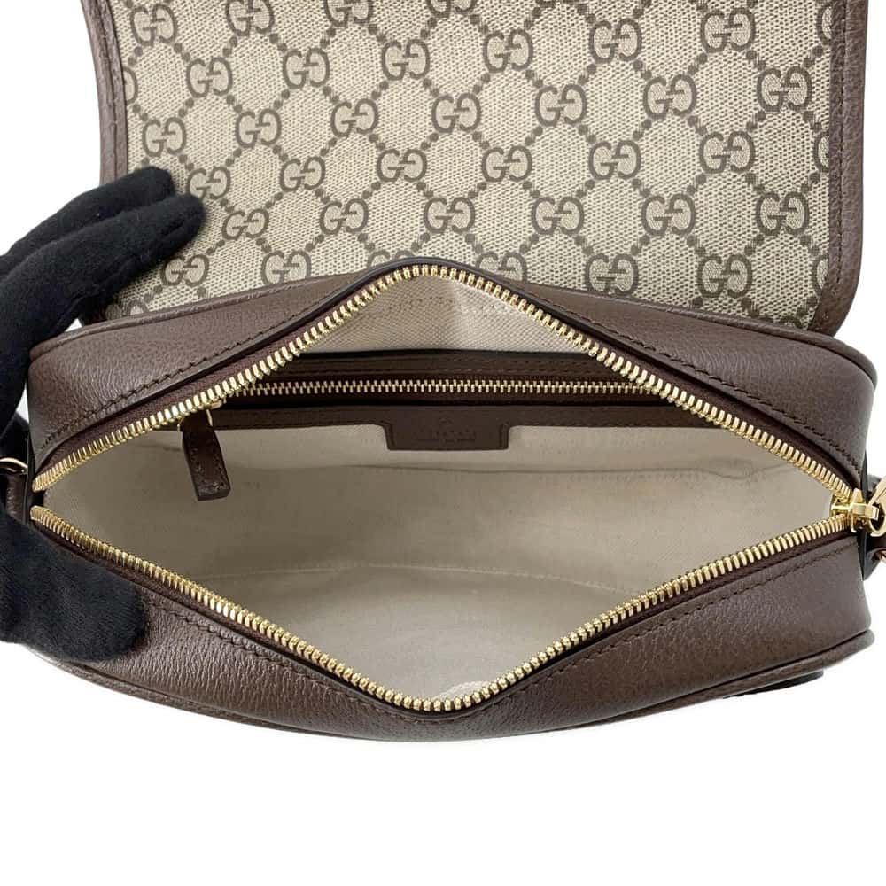 GUCCI Ophidia GG Shoulder Bag Beige/Brown 722117 PVC Leather Size Small