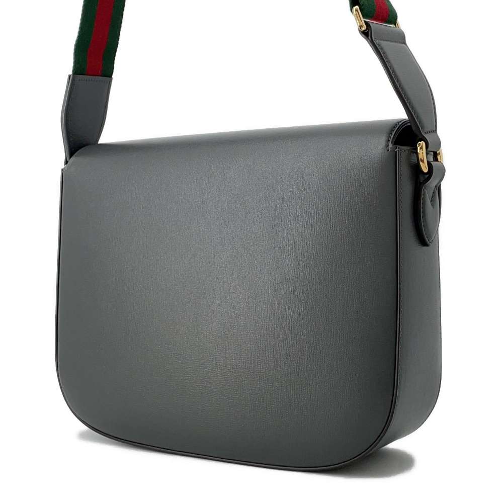 GUCCI Horsebit1955 Shoulder Bag Gray 700457 Leather