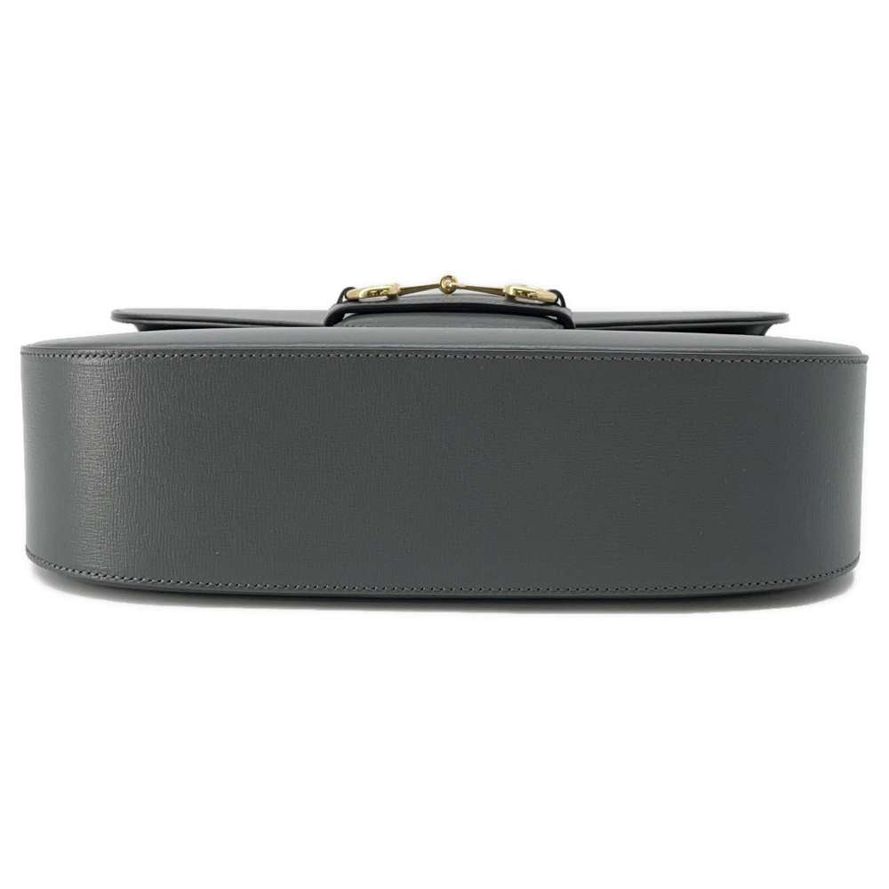 GUCCI Horsebit1955 Shoulder Bag Gray 700457 Leather
