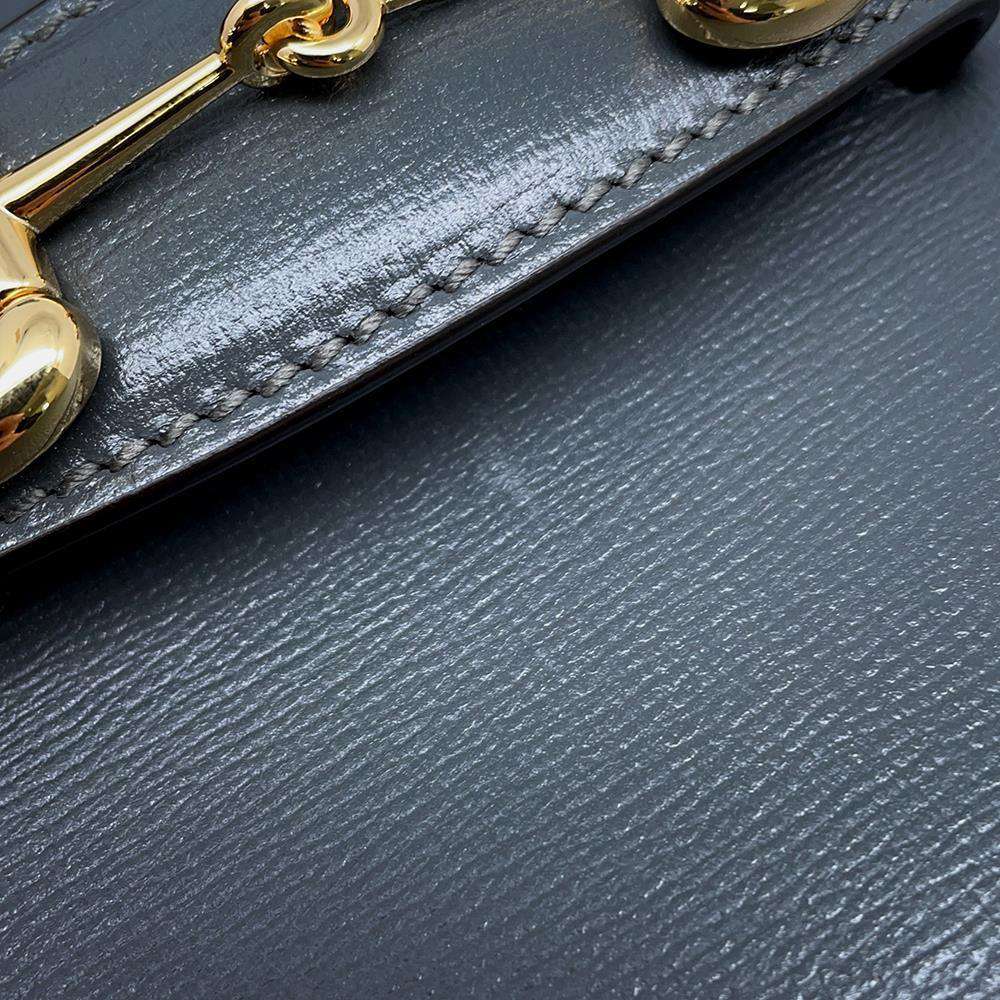 GUCCI Horsebit1955 Shoulder Bag Gray 700457 Leather
