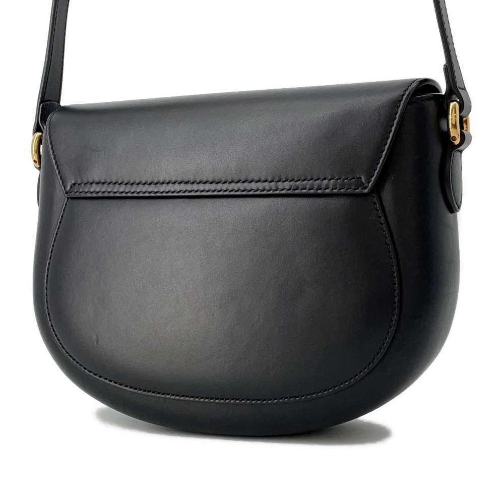 GUCCI Embossed Logo Buckle Shoulder Bag Black 675923 Leather