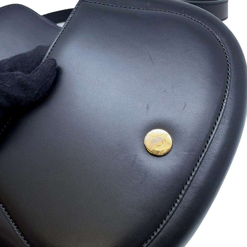 GUCCI Embossed Logo Buckle Shoulder Bag Black 675923 Leather