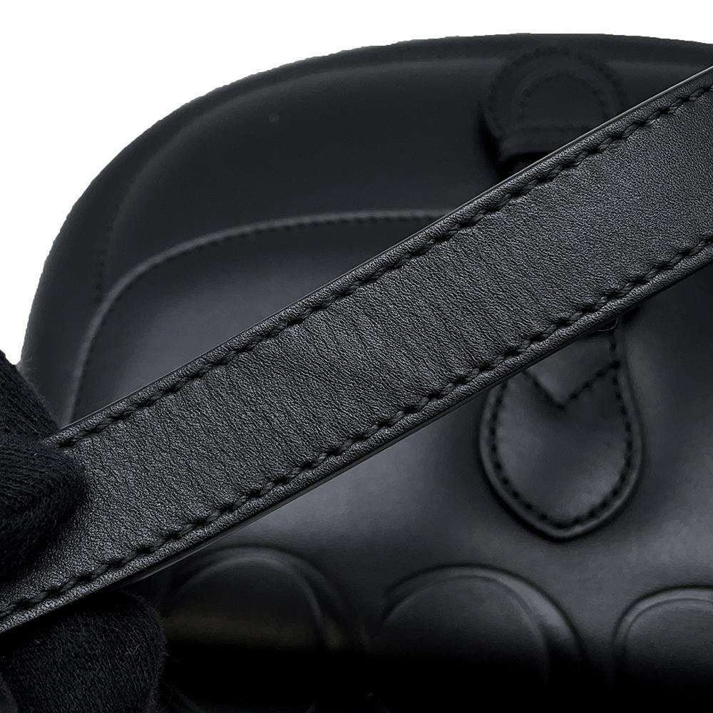 GUCCI Embossed Logo Buckle Shoulder Bag Black 675923 Leather