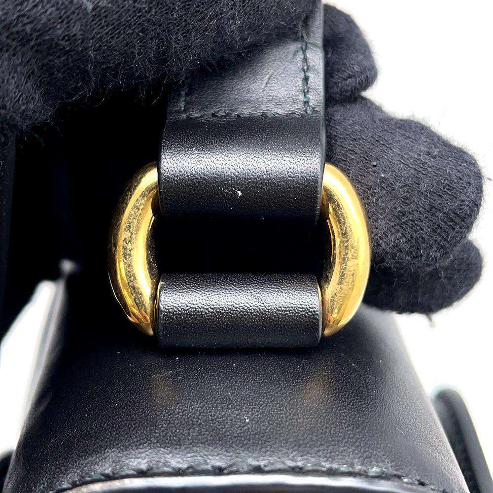 GUCCI Embossed Logo Buckle Shoulder Bag Black 675923 Leather