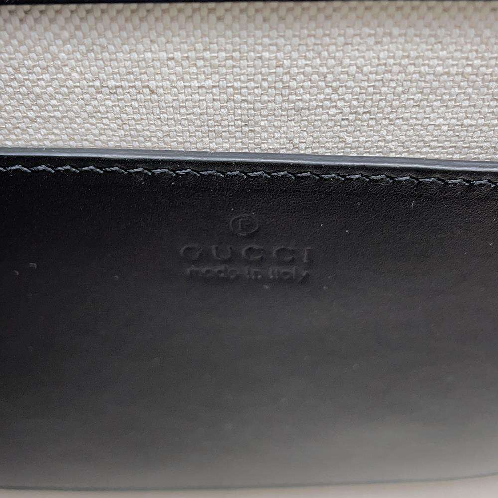 GUCCI Embossed Logo Buckle Shoulder Bag Black 675923 Leather