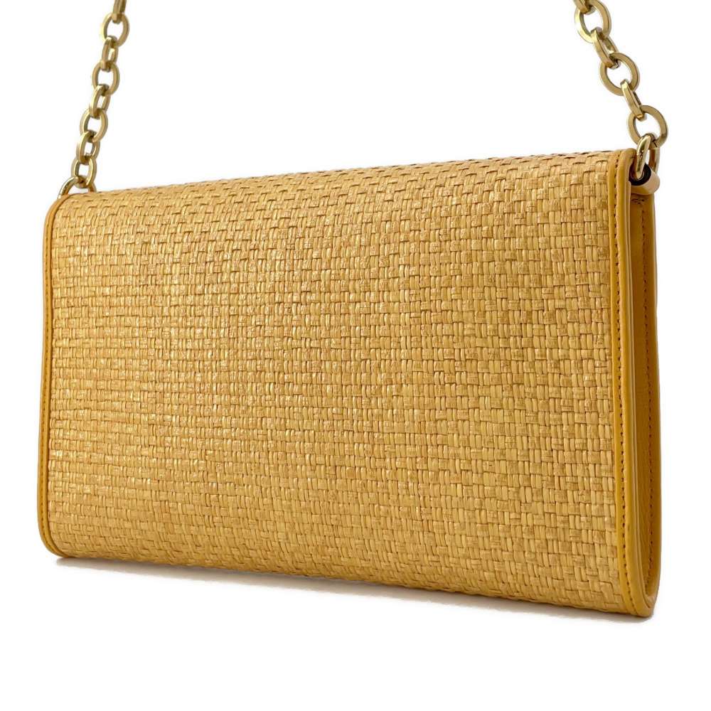 GUCCI Horsebit 2wayChainShoulder Bag Yellow 655667 Straw Leather
