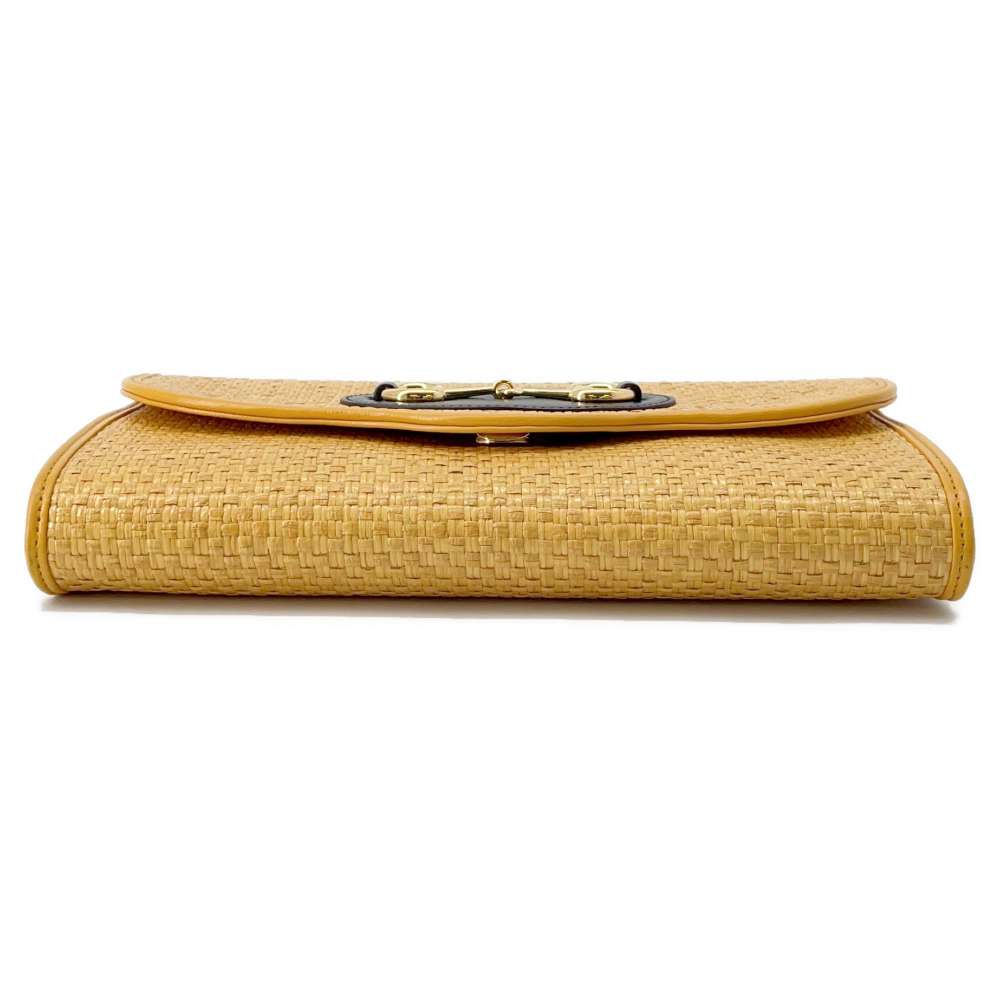 GUCCI Horsebit 2wayChainShoulder Bag Yellow 655667 Straw Leather