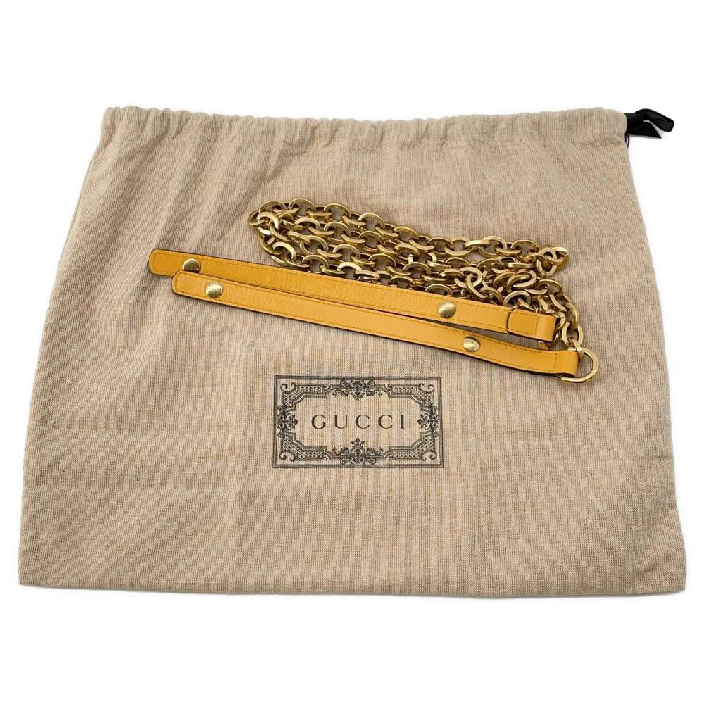 GUCCI Horsebit 2wayChainShoulder Bag Yellow 655667 Straw Leather