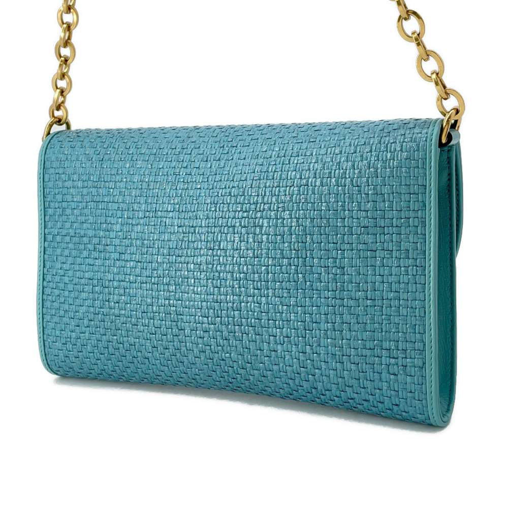 GUCCI Horsebit 1955 2wayChainShoulder Bag Blue 655667 Straw Leather