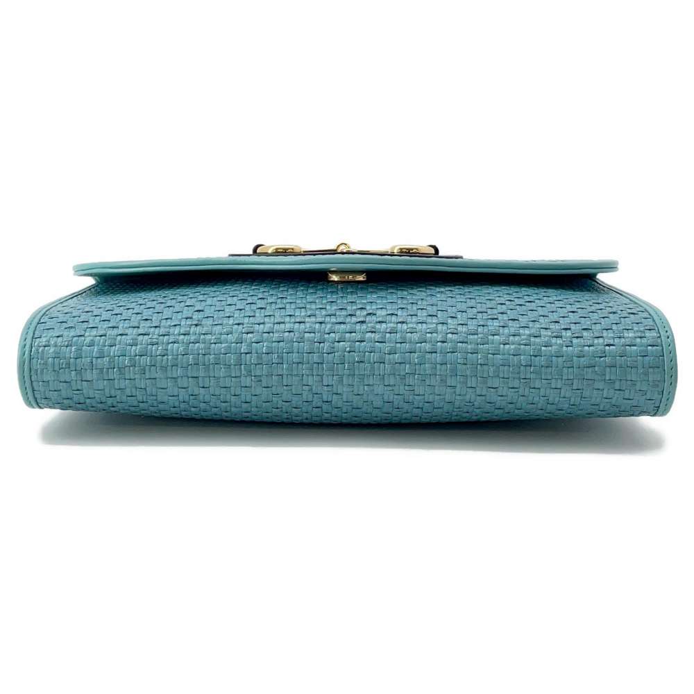 GUCCI Horsebit 1955 2wayChainShoulder Bag Blue 655667 Straw Leather