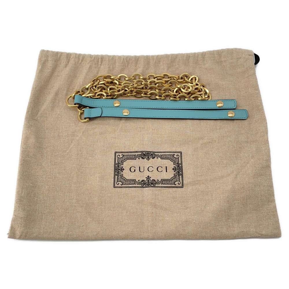 GUCCI Horsebit 1955 2wayChainShoulder Bag Blue 655667 Straw Leather
