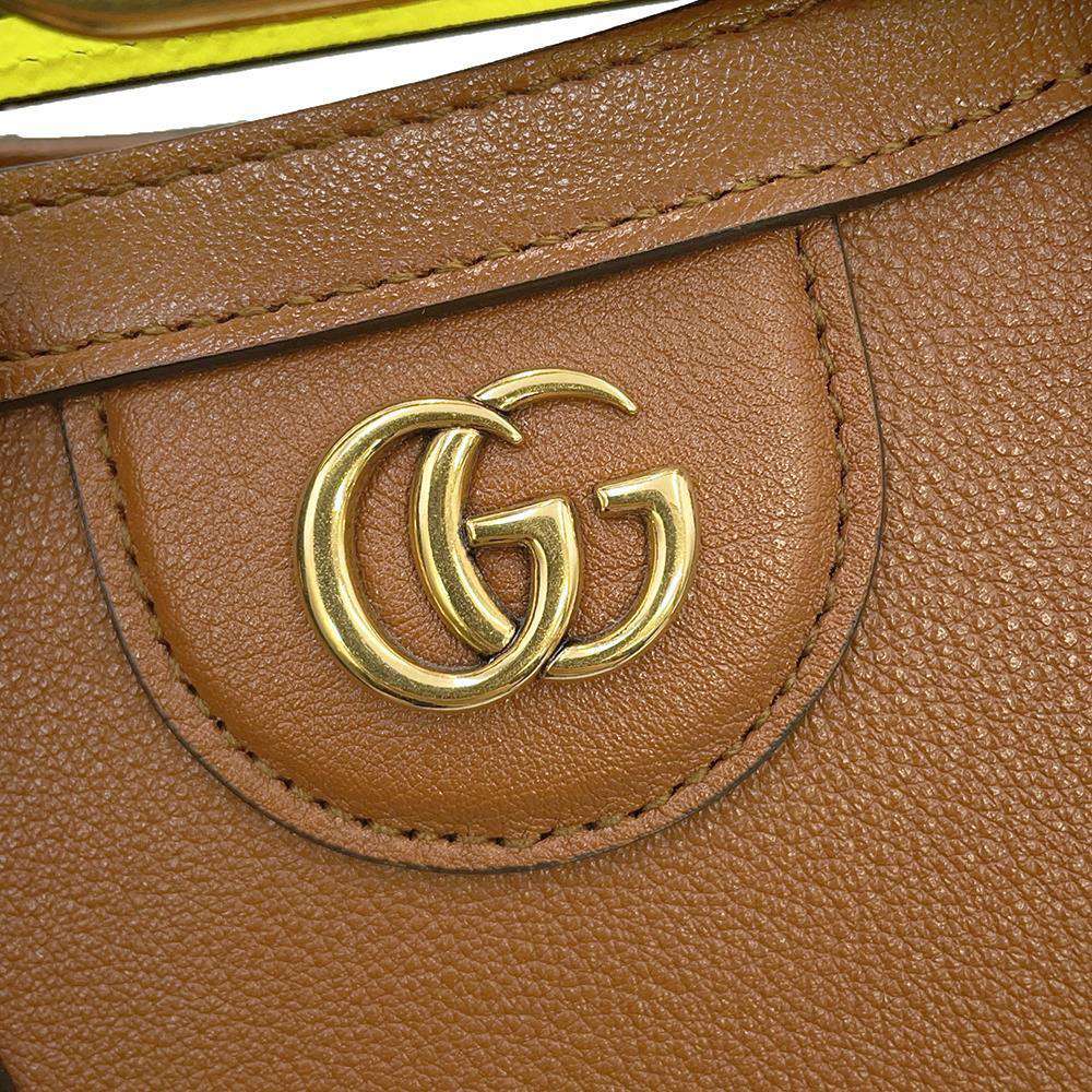 GUCCI Diana 2WAY Tote Bag Brown 655661 Leather Bamboo Size Mini