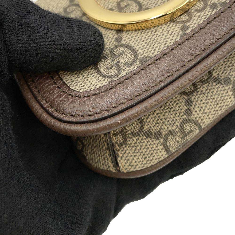 GUCCI GG Supreme Blondie Shoulder Card Case Beige/Brown 698635 PVC/Leather