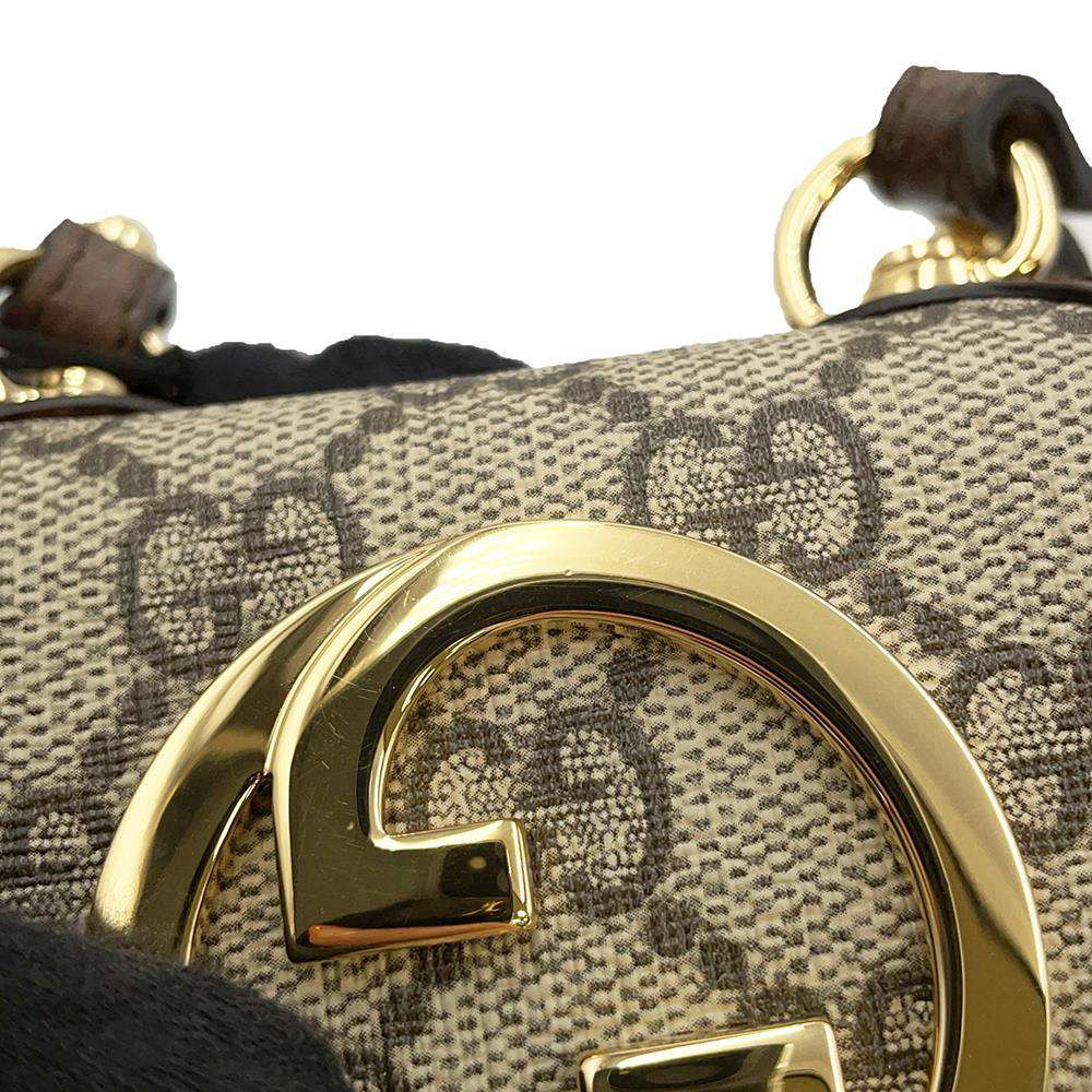 GUCCI GG Supreme Blondie Shoulder Card Case Beige/Brown 698635 PVC/Leather