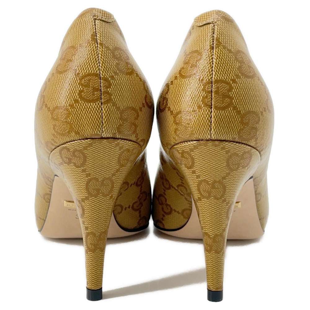 GUCCI Adidas collaboration Pumps Beige 702221 GG CrystalCanvas Leather Size 35