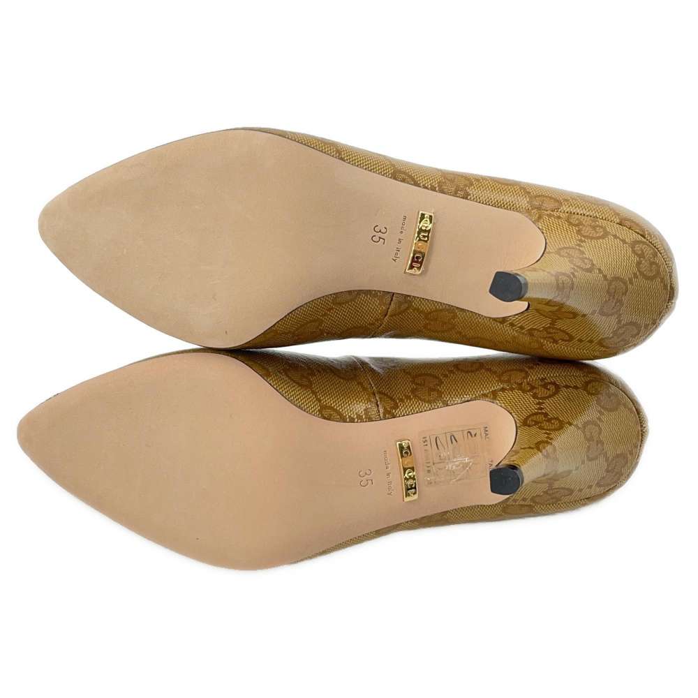 GUCCI Adidas collaboration Pumps Beige 702221 GG CrystalCanvas Leather Size 35