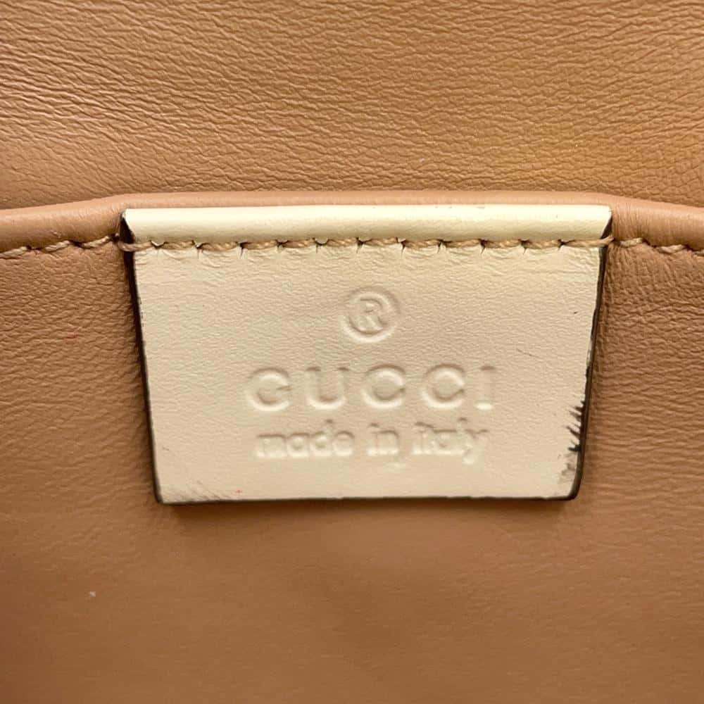 GUCCI Broadway ChainShoulder Bag White 453778 Leather Faux Pearl Rhinestone