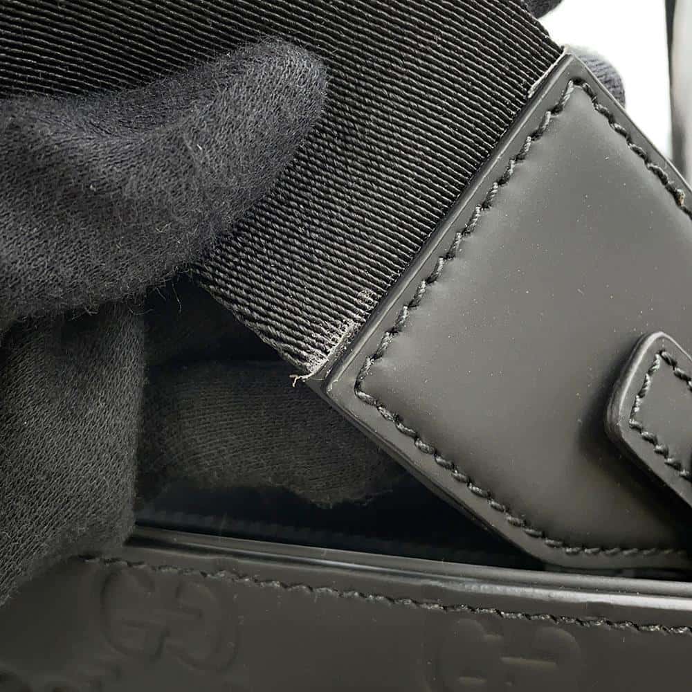 GUCCI 2way Shoulder Tote Black 771238 Rubber effect leather