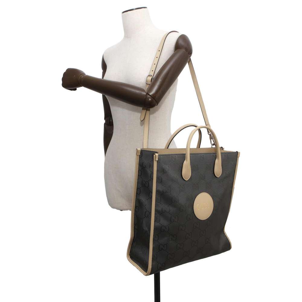 GUCCI Off the Grid Tote Bag Beige/Gray 630355 Nylon Leather