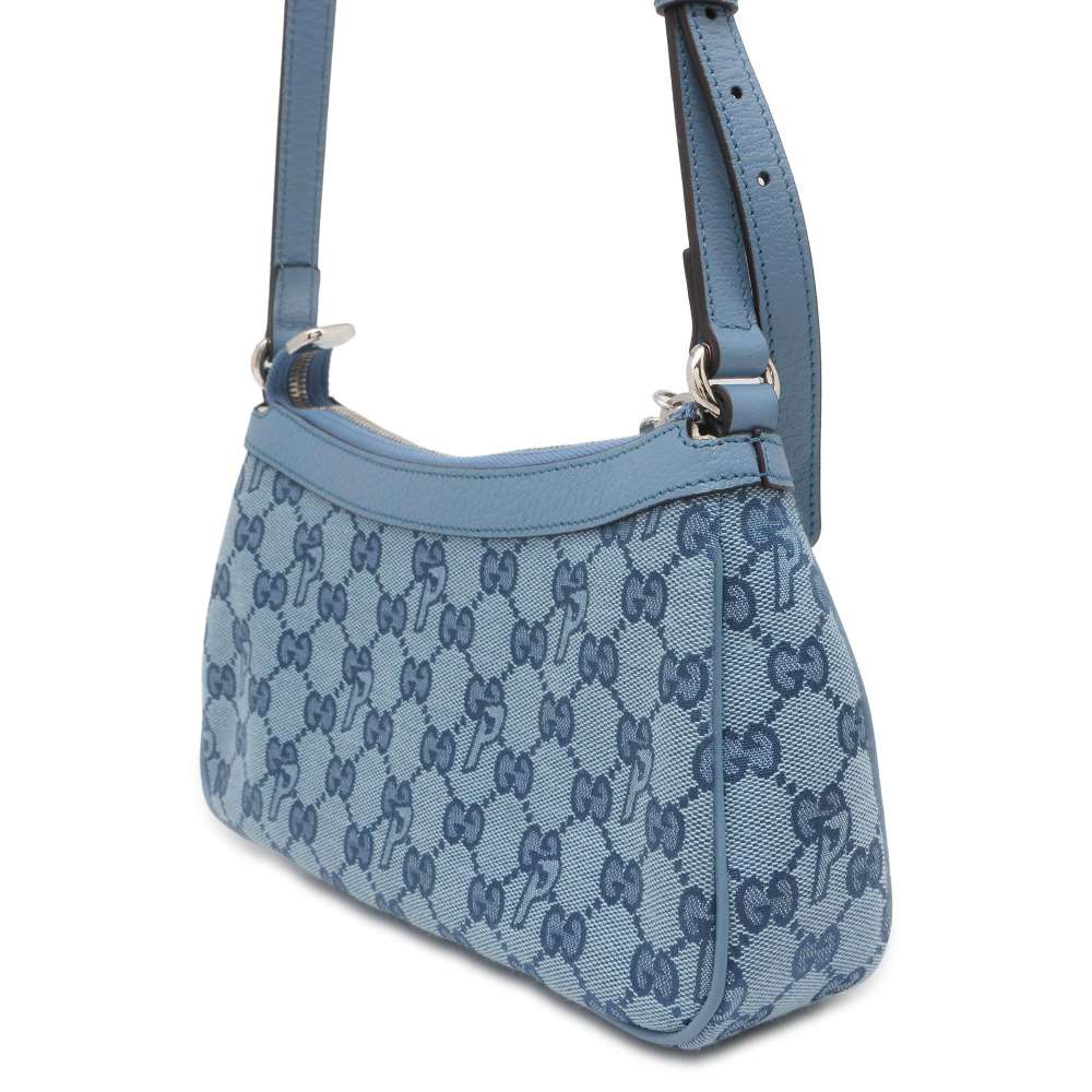 GUCCI PALACE x GUCCI Collaboration Half Moon Mini Shoulder Bag Blue 723737 GG Canvas Leather