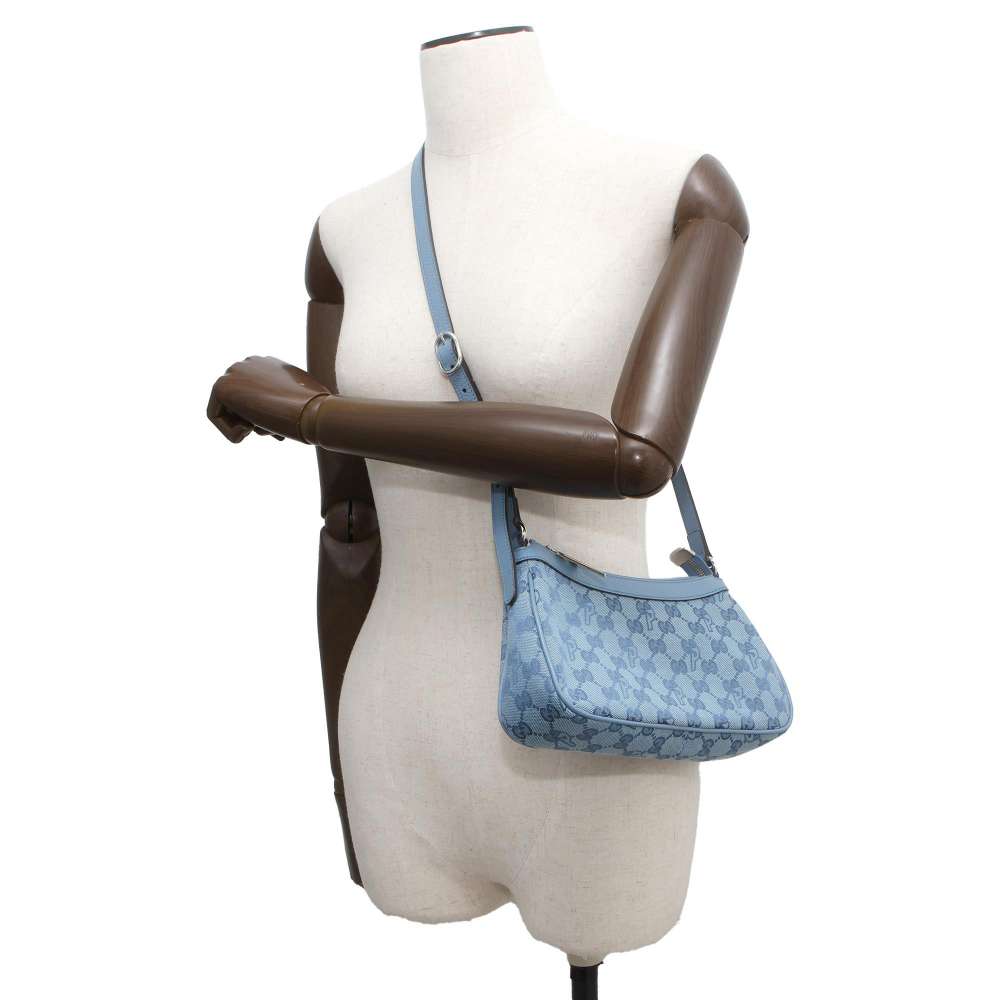 GUCCI PALACE x GUCCI Collaboration Half Moon Mini Shoulder Bag Blue 723737 GG Canvas Leather