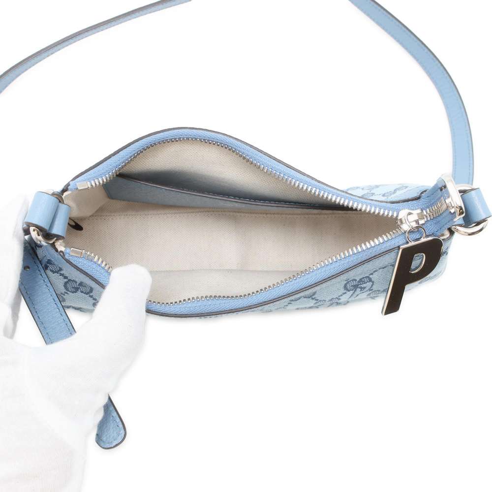 GUCCI PALACE x GUCCI Collaboration Half Moon Mini Shoulder Bag Blue 723737 GG Canvas Leather