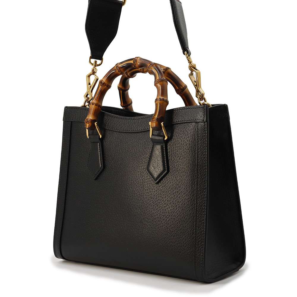 GUCCI Diana Bamboo 2way Shoulder Bag Black 702721 Leather Bamboo Size Small