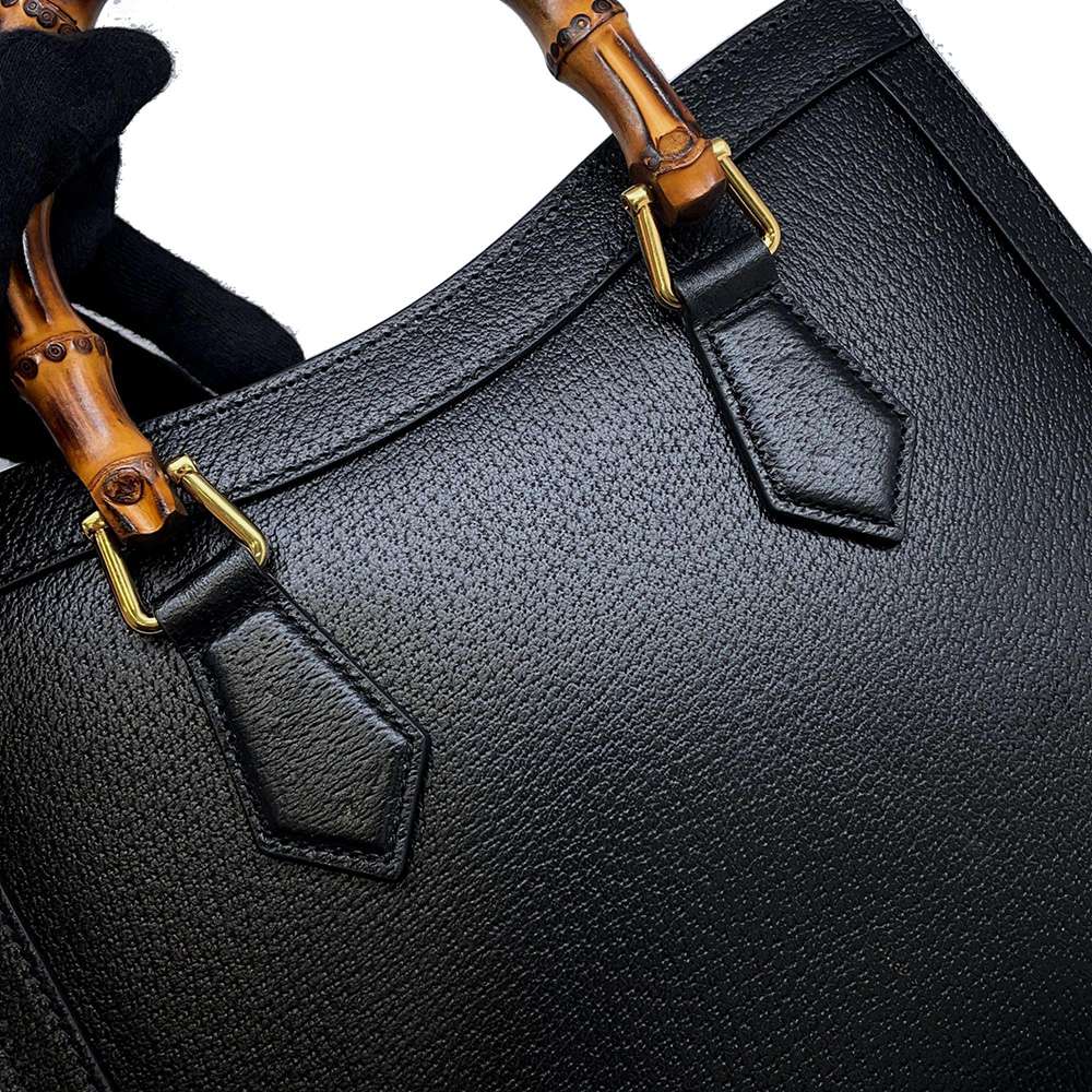 GUCCI Diana Bamboo 2way Shoulder Bag Black 702721 Leather Bamboo Size Small