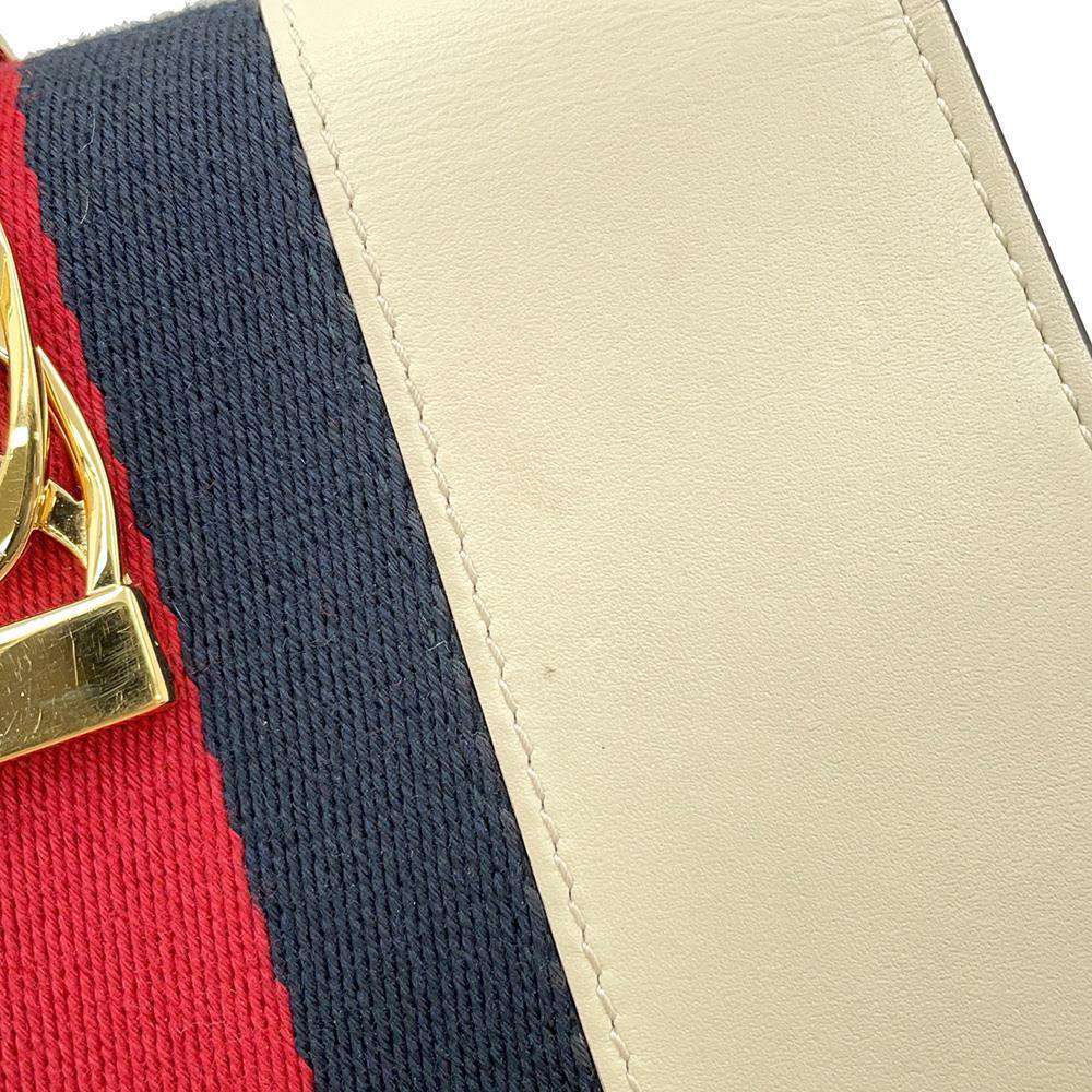 GUCCI Sylvie ChainShoulder White 494646 Leather Size Mini