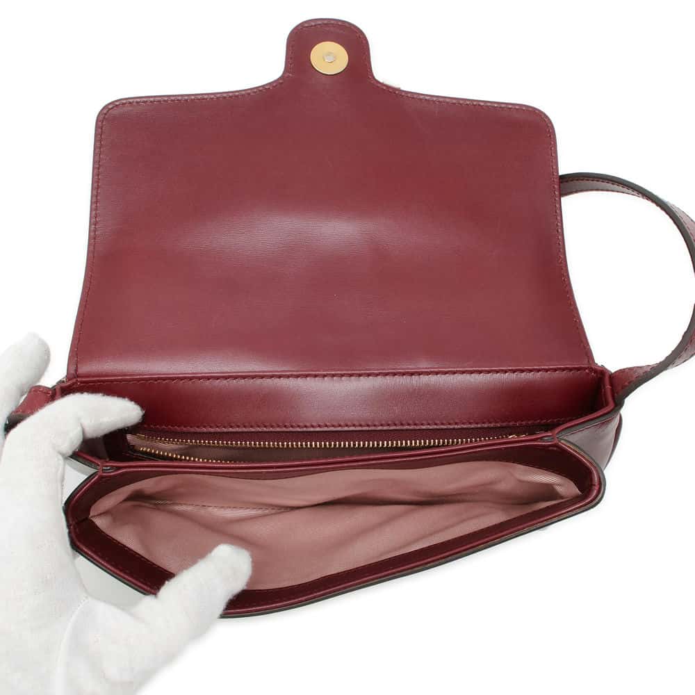 GUCCI GG Marmont Ally Shoulder Bag Bordeaux 550129 Leather Size Small