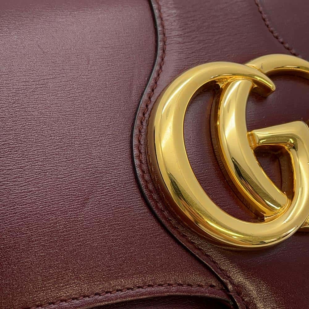 GUCCI GG Marmont Ally Shoulder Bag Bordeaux 550129 Leather Size Small