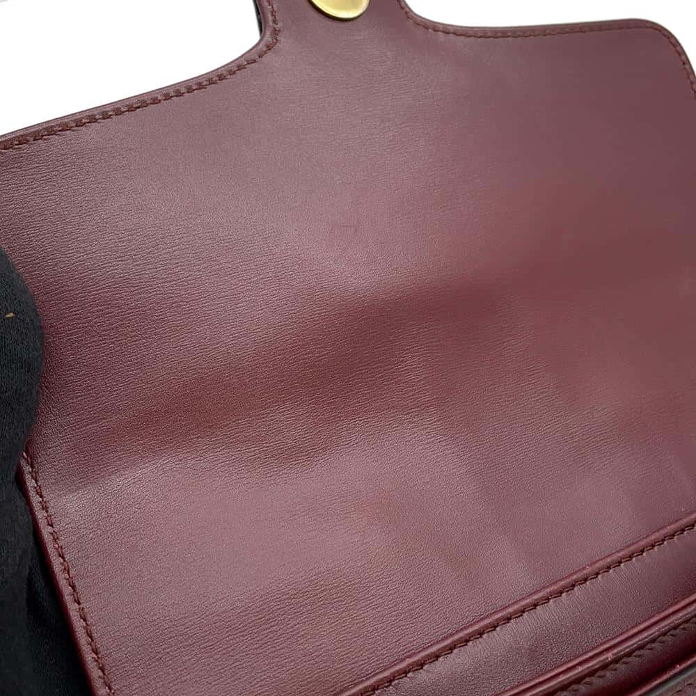 GUCCI GG Marmont Ally Shoulder Bag Bordeaux 550129 Leather Size Small