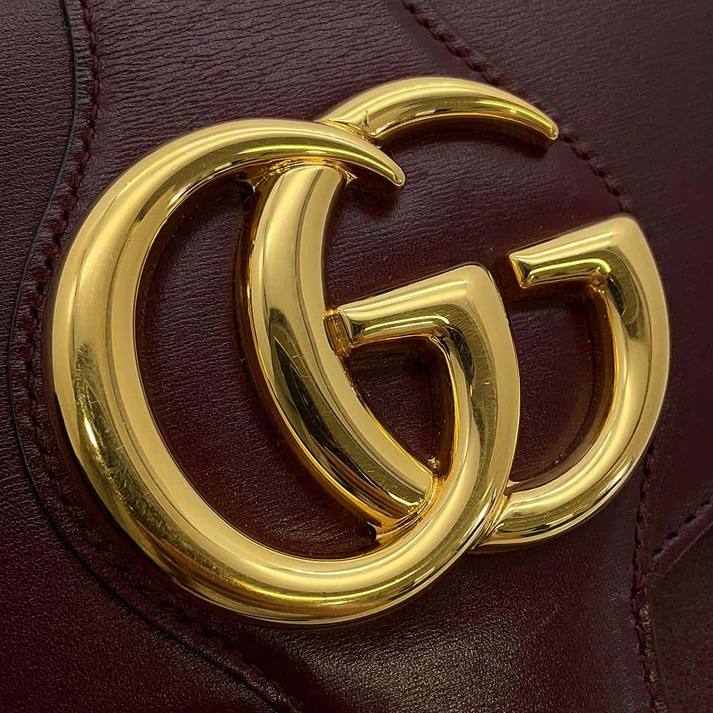 GUCCI GG Marmont Ally Shoulder Bag Bordeaux 550129 Leather Size Small