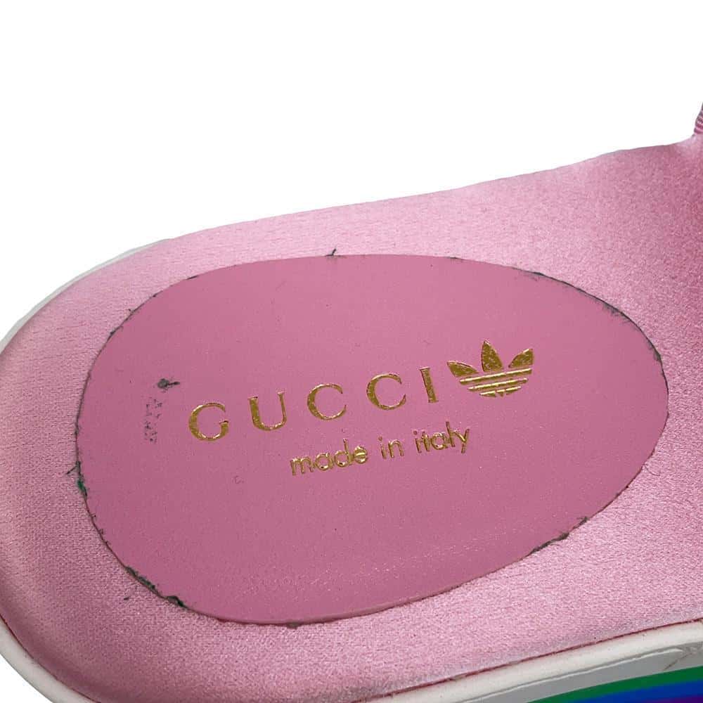 GUCCI Adidas Collaboration Platform Sandals Pink 702294 Silk Size 37.5