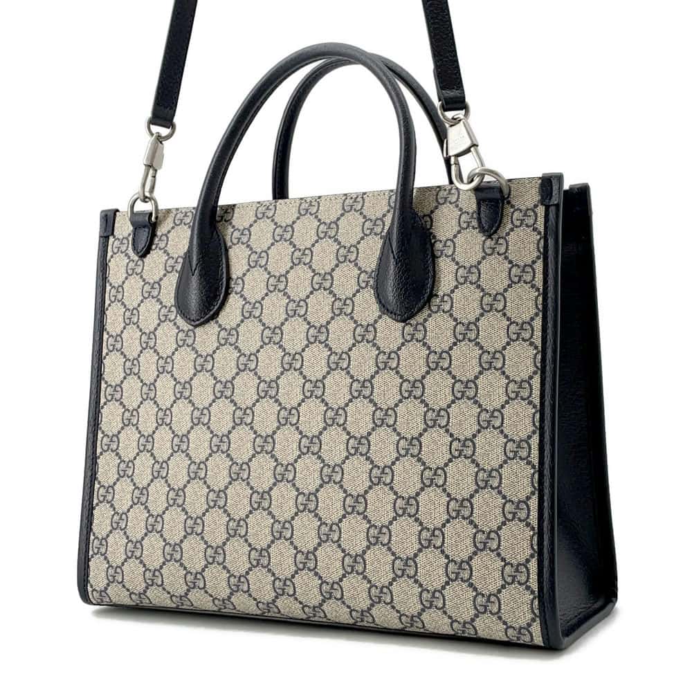 GUCCI Interlocking G Tote Bag Beige/Blue 659983 GG SupremeCanvas Size Small