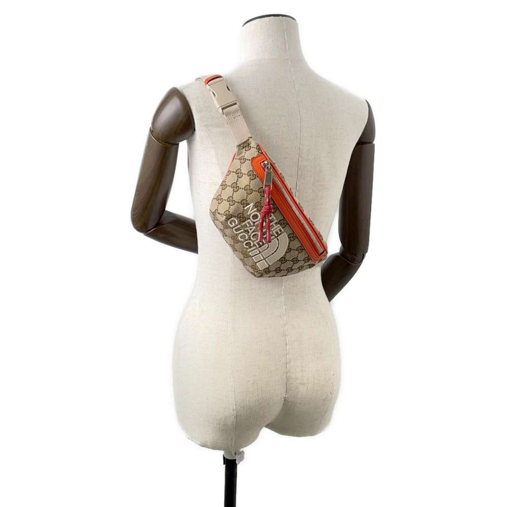 GUCCI Crossbody Bag The North Face Collaboration Orange/Beige 650299 GG Canvas