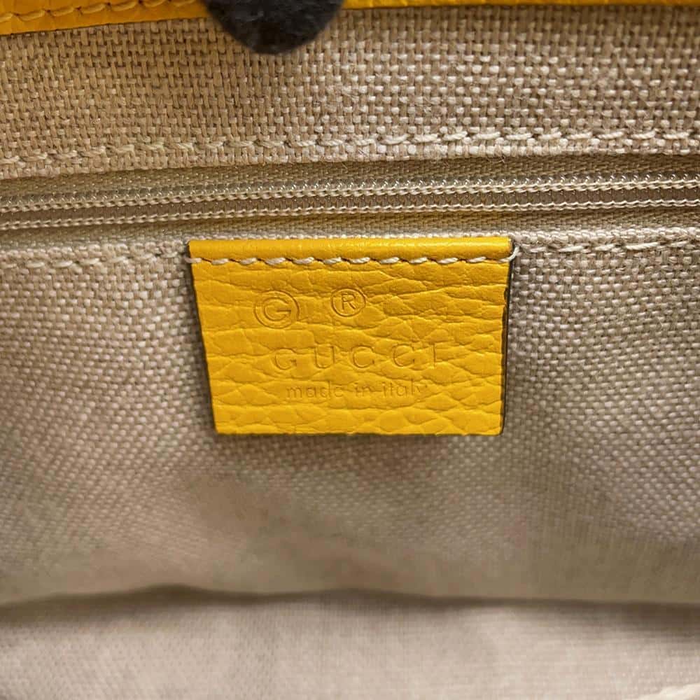 GUCCI Interlocking G ChainShoulder Bag Yellow 607720 Leather