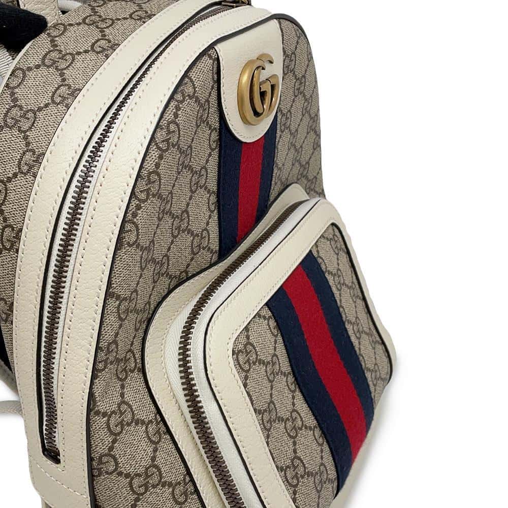 GUCCI Ophidia GG Supreme Backpack Beige/White 547965 GG Supreme Canvas Leather