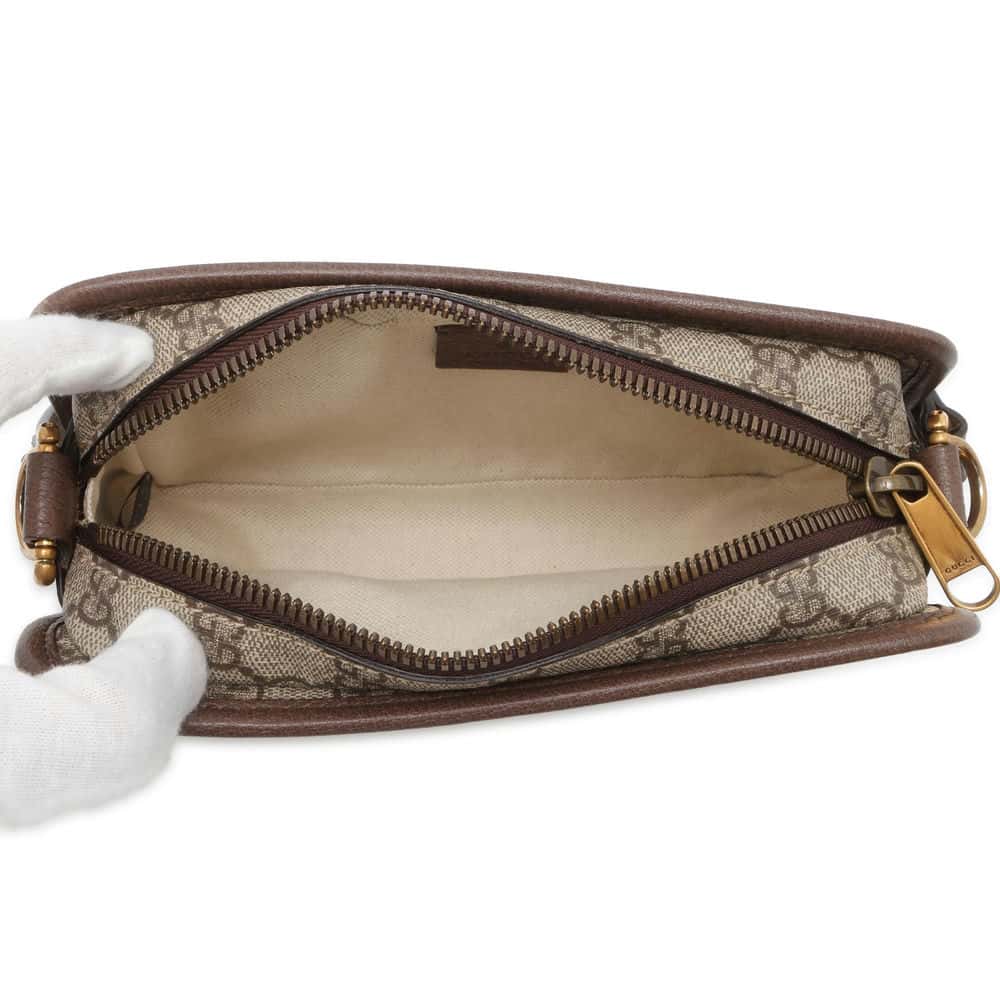 GUCCI Ophidi GG Supreme 2WAY Shoulder Bag Brown 598130 PVC Leather Size Small