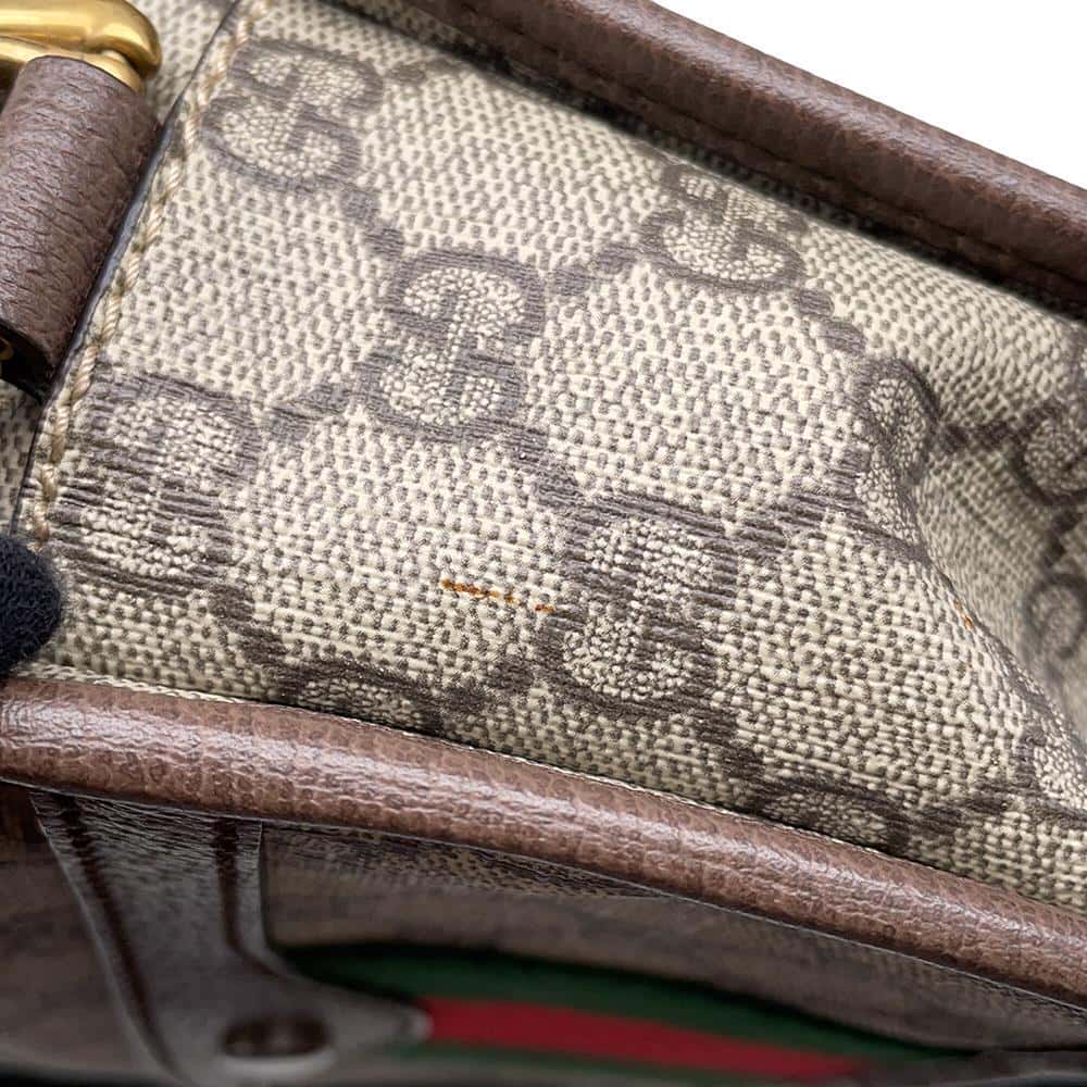 GUCCI Ophidi GG Supreme 2WAY Shoulder Bag Brown 598130 PVC Leather Size Small