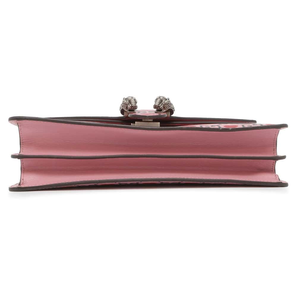 GUCCI Dionysus GG Supreme Heart Valentine ChainShoulder Bag Pink 400249 Leather Size Small