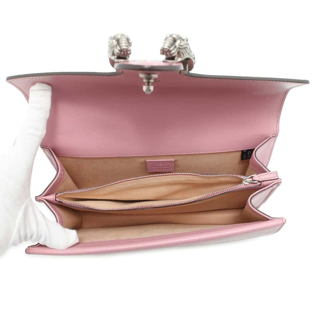 GUCCI Dionysus GG Supreme Heart Valentine ChainShoulder Bag Pink 400249 Leather Size Small