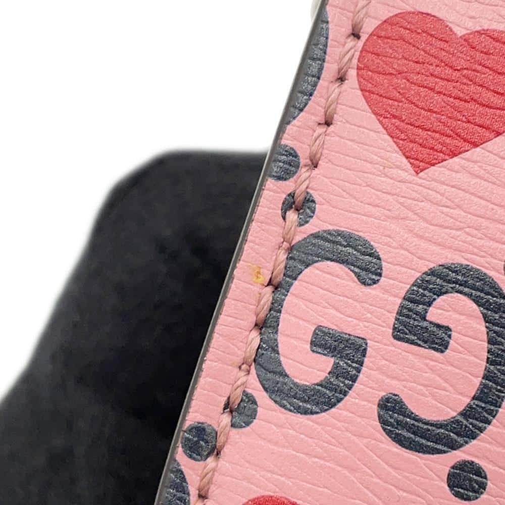 GUCCI Dionysus GG Supreme Heart Valentine ChainShoulder Bag Pink 400249 Leather Size Small