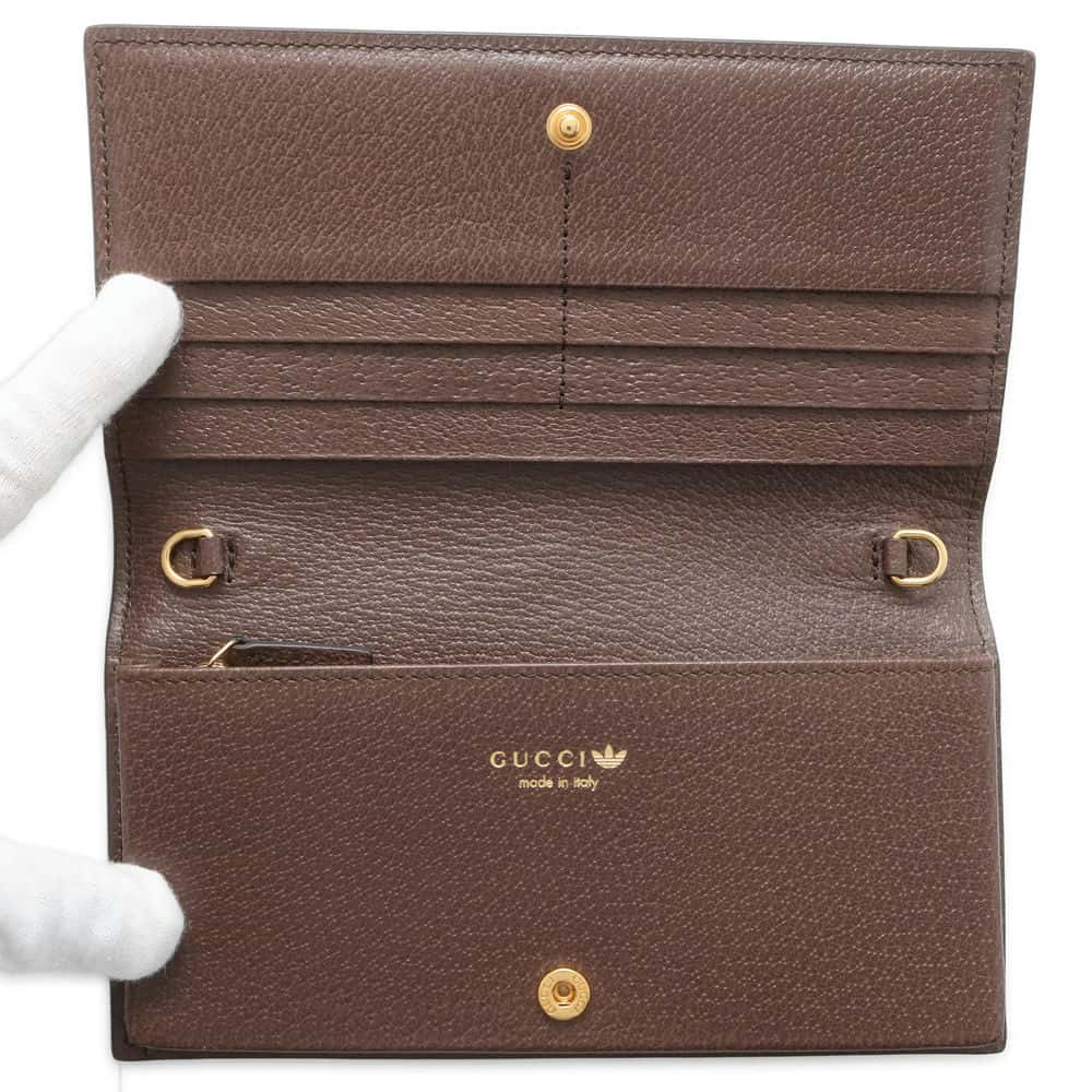 GUCCI Adidas Collaboration Chain Wallet Yellow/Brown 621892 PVC/Leather