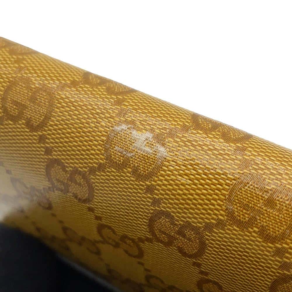 GUCCI Adidas Collaboration Chain Wallet Yellow/Brown 621892 PVC/Leather