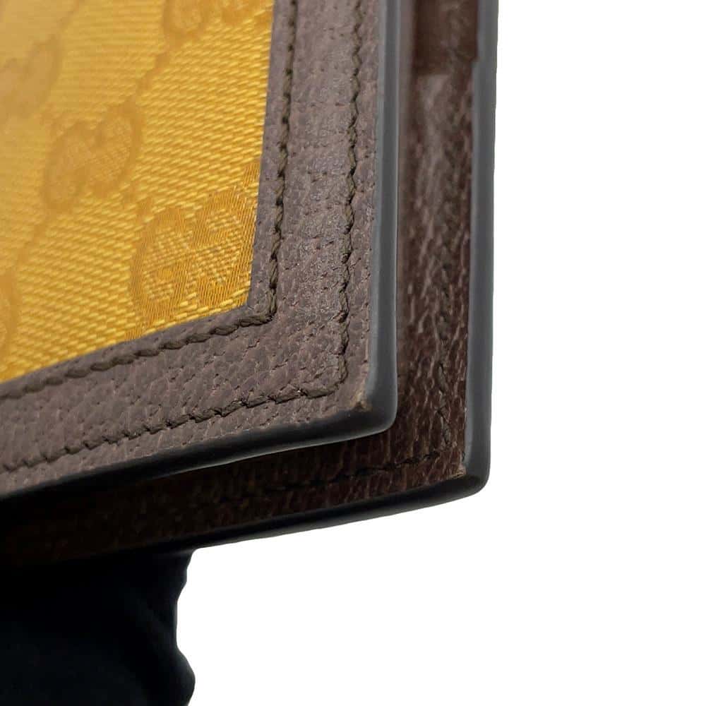 GUCCI Adidas Collaboration Chain Wallet Yellow/Brown 621892 PVC/Leather