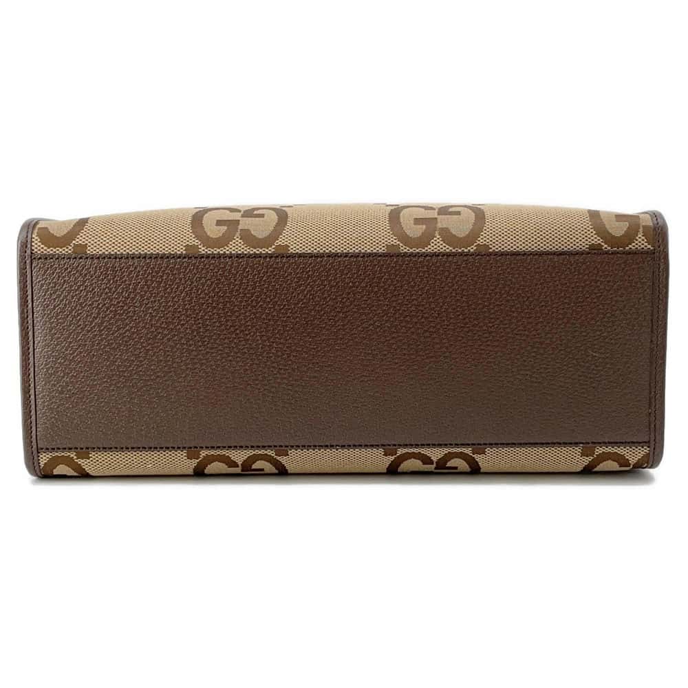 GUCCI Jumbo GG 2way Tote Bag Beige/Brown 678839 Canvas Leather